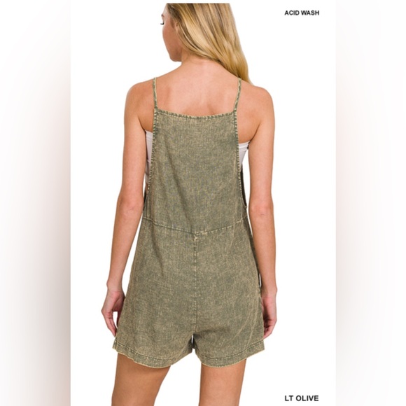 NWT Linen Blend Knot Strap Romper - Picture 2 of 3